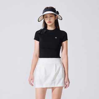 Chiffon Ribbon Cap Sleeve knit (Black)