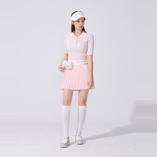 Ribbed Quarter Sleeve Knit (Coral)