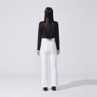 Lace Slit Bootscut Pants (White)