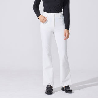 Lace Slit Bootscut Pants (White)