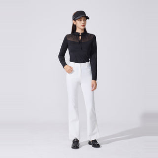 Lace Slit Bootscut Pants (White)