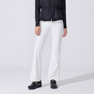 Lace Slit Bootscut Pants (White)