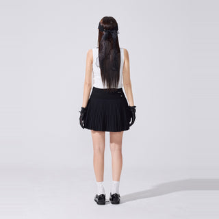 Crochet Collar Sleeveless Knit (White)