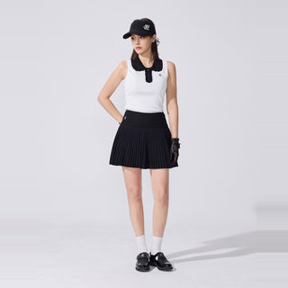 Lace Flare Pleated Skirt (Black)