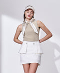 FAIRLIAR Silk Scarf Sleeveless Knit (White)