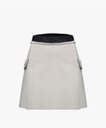 FAIRLIAR Band Stretch A-Line Skirt (Beige)