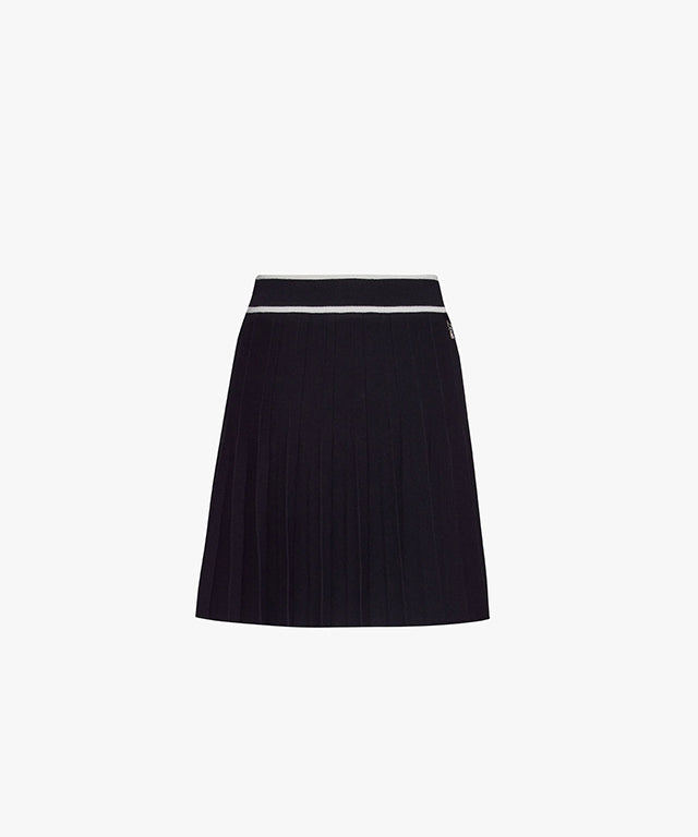 FAIRLIAR Pleated Knit Skirt (Black)