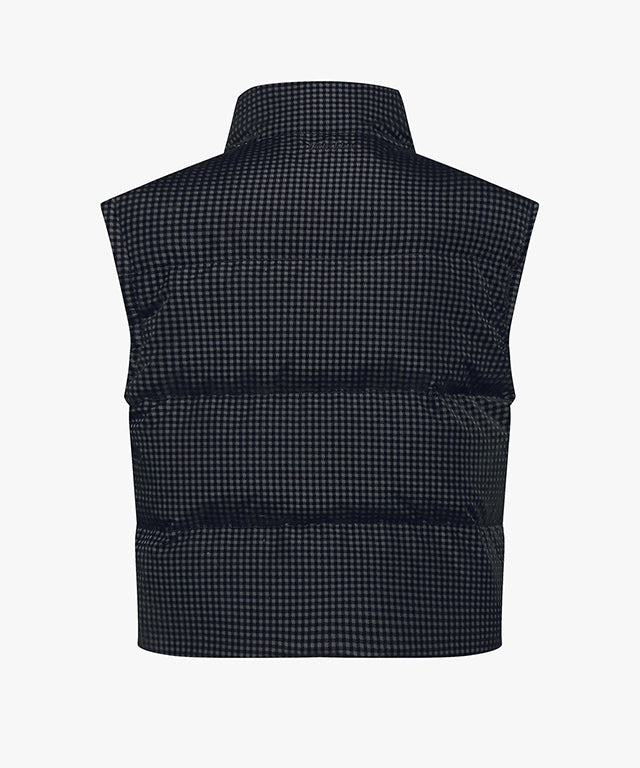 FAIRLIAR Gingham Check Short Down Vest (Black)