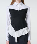 FAIRLIAR Shirt Collar Knit Hybrid (White)
