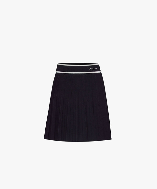 FAIRLIAR Pleated Knit Skirt (Black)
