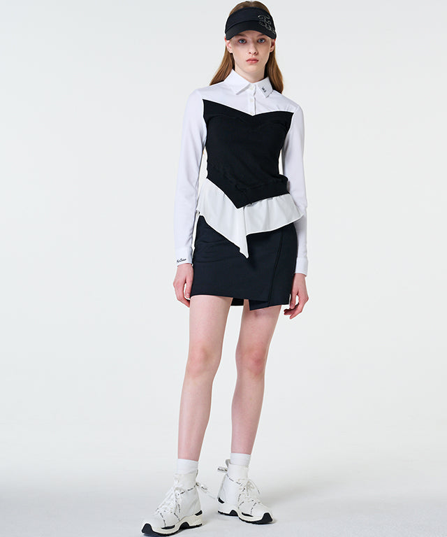 FAIRLIAR Shirt Collar Knit Hybrid (White)
