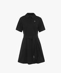 FAIRLIAR Belt Point Collar Dress (Black)