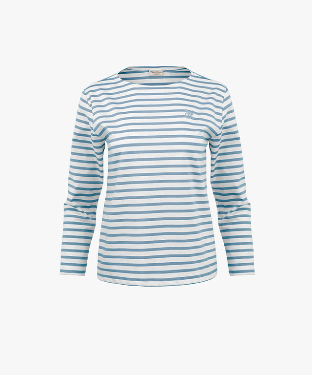 FAIRLIAR Boat Neck Stripe T-shirt (Ceramic Blue)