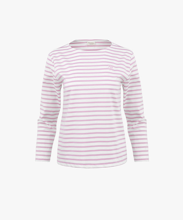 FAIRLIAR Boat Neck Stripe T-shirt (Lavender)