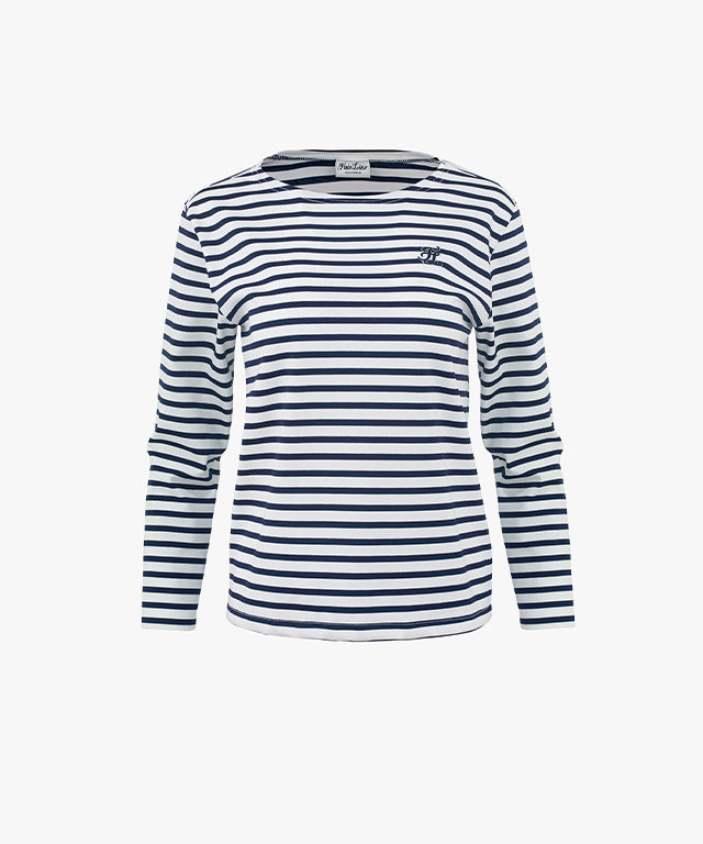 FAIRLIAR Boat Neck Stripe T-shirt (Navy)