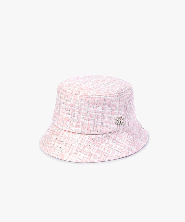 FAIRLIAR Coated Tweed Bucket Hat (Pink Coral)