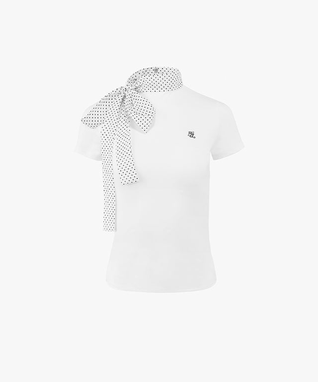 FAIRLIAR Dot Collar Short Sleeve T-shirt (White)