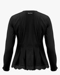 Round Neck Pleated Outer - Black