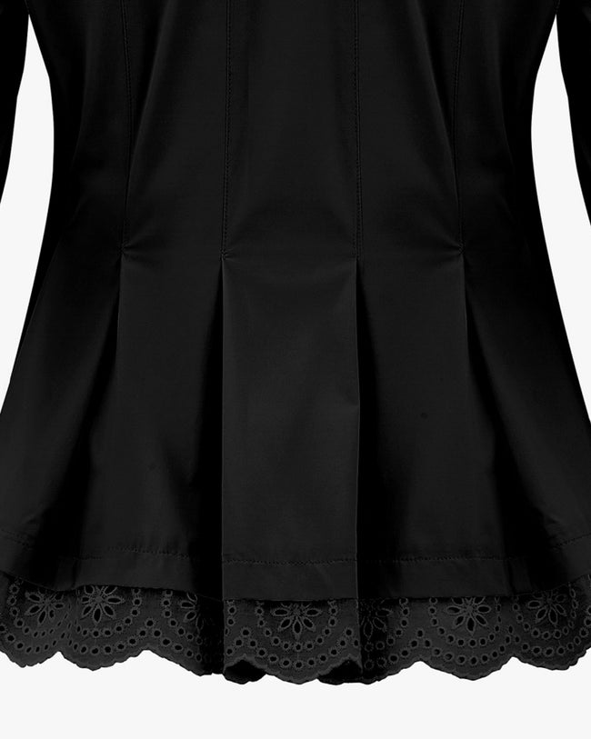 Round Neck Pleated Outer - Black