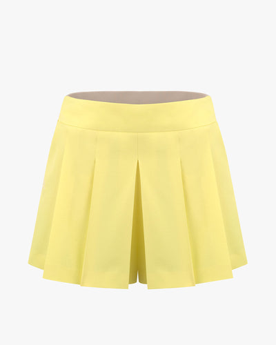Wide Pleated Shorts - Yellow