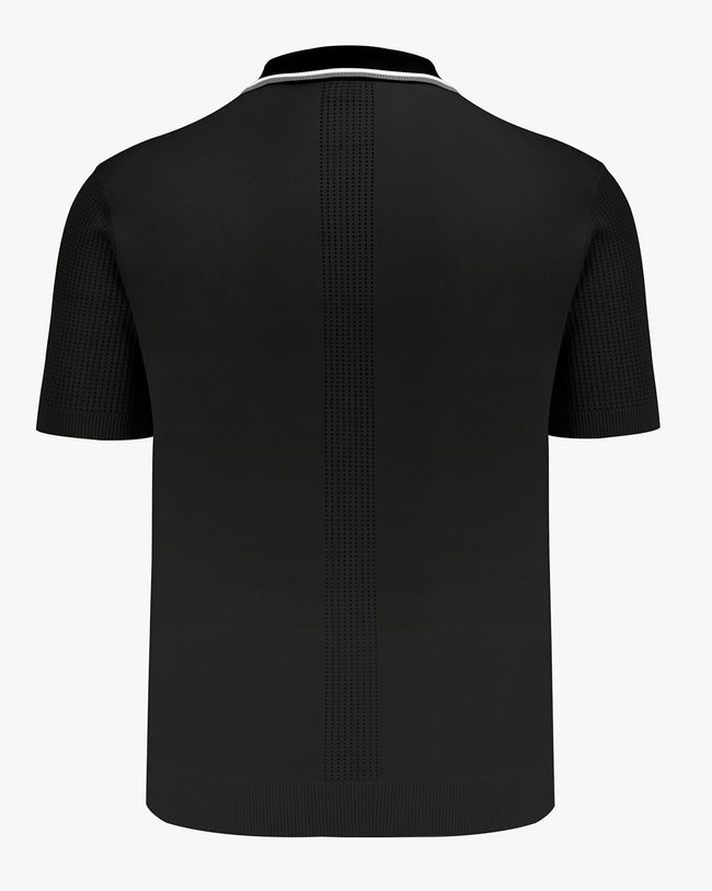 Men's Open Collar Short Sleeve Knit - Black