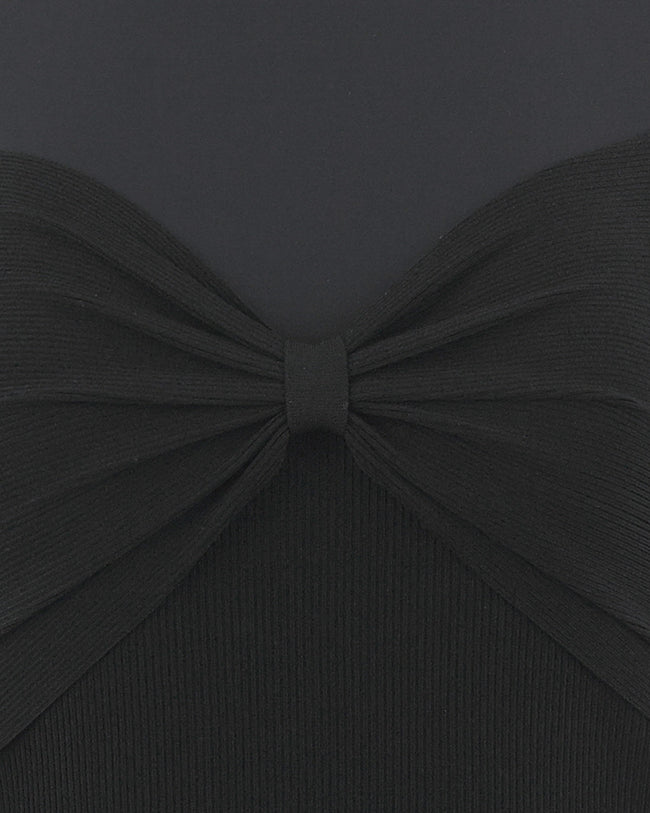 Big Ribbon Hybrid Knit Bustier - Black