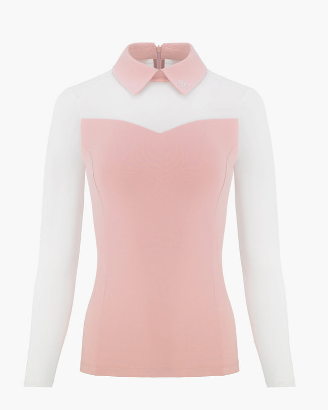 Color Block Cooling Sleeve T-shirt - Pink