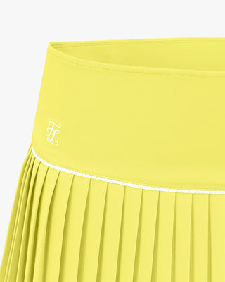 [FINAL SALE] Fair Liar Signature Flared Pleated Skirt - Yellow