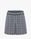 Checkered Slit Pleated Skirt