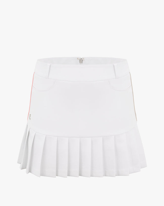 Point Line Half Pleated Skirt - White