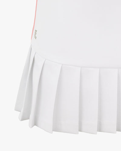 Point Line Half Pleated Skirt - White