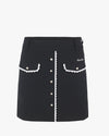 Pearl Lace Pocket High Waist Skirt - Black