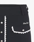 Pearl Lace Pocket High Waist Skirt - Black