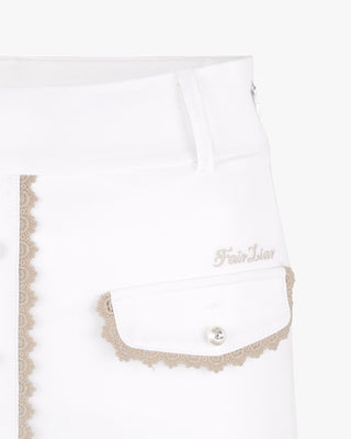 [Final sale] Pearl Lace Pocket High Waist Skirt - White