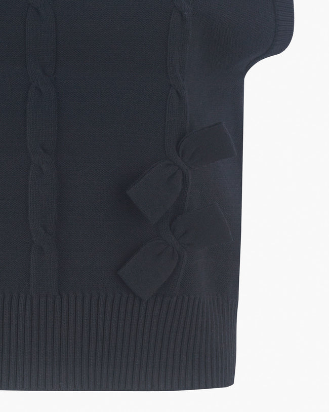 Cable ribbon knit vest - Black