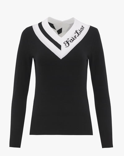 Big V-Neck Contrast Sweater