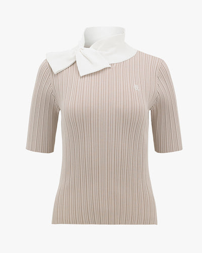 Ribbon Collar Sleeve Knit