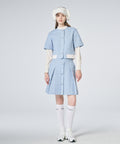 FAIRLIAR Quilted Padded Short Sleeve Outer (Ceramic Blue)