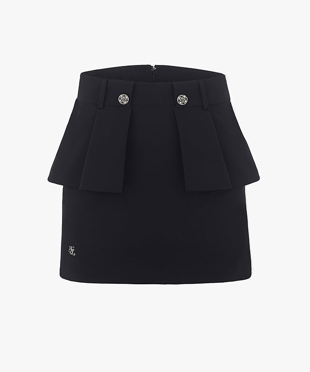 FAIRLIAR Flat High Waist Skirt (Black)