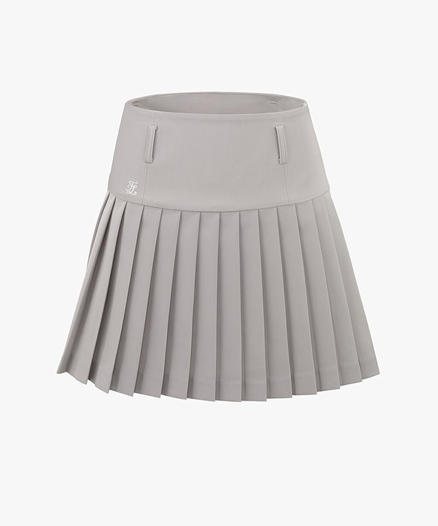 FAIRLIAR High Waist Front Pleated Skirt (Beige)