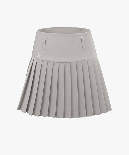 FAIRLIAR High Waist Front Pleated Skirt (Beige) Beige / 2XS