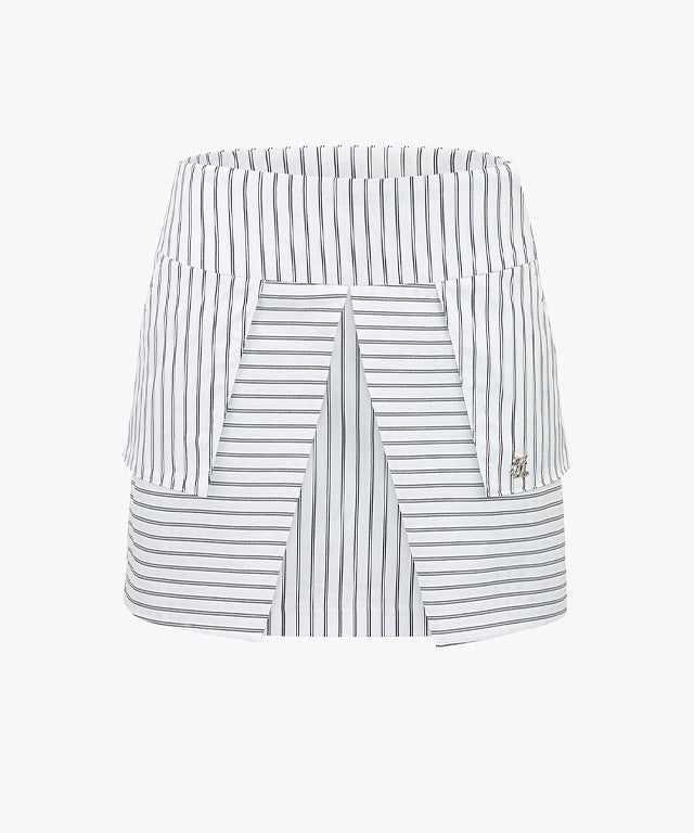 FAIRLIAR High Waist Striped Skirt (White)