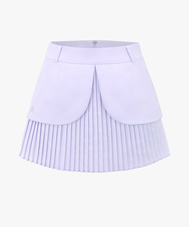 FAIRLIAR Logo Pleated Flap Skirt (Lavender)