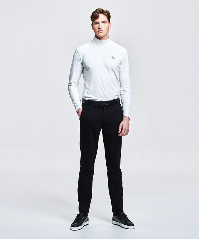 FAIRLIAR Men's Half Neck T-shirt (Black)