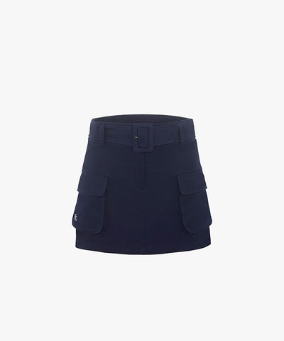FAIRLIAR Outer Pocket Belt Set Skirt (Navy)