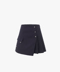 FAIRLIAR Pleated Mix A-Line Skirt (Black)