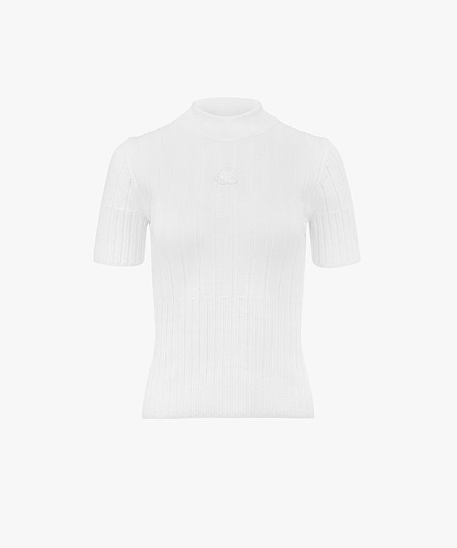 FAIRLIAR Rib Tissue Short Sleeve Knit (White)