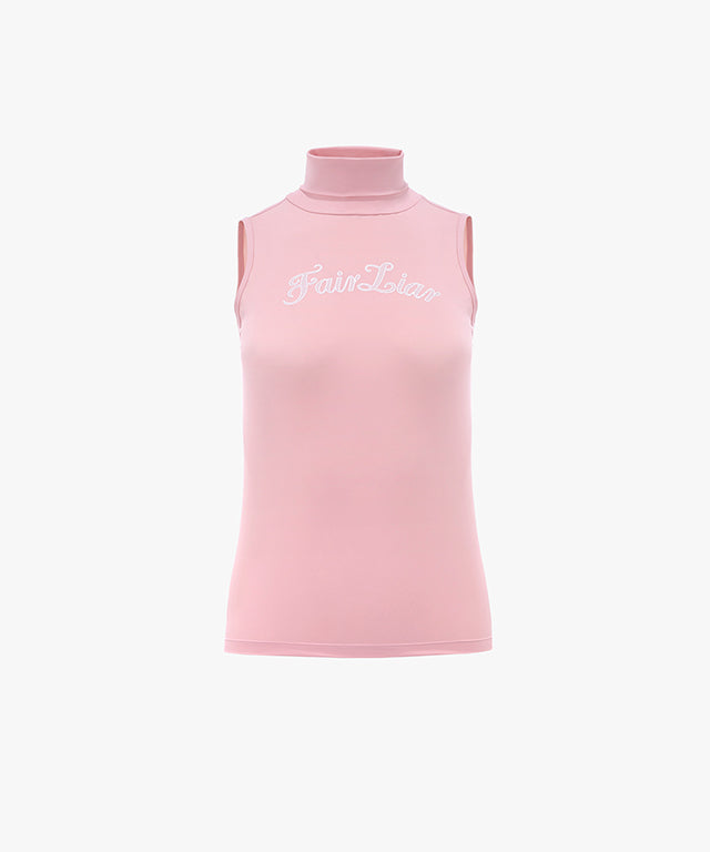 FAIRLIAR Sleeveless Turtleneck T-shirt (Pink Coral)