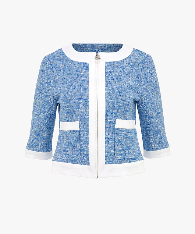 FAIRLIAR Stretch Tweed Jacket (Ceramic Blue)