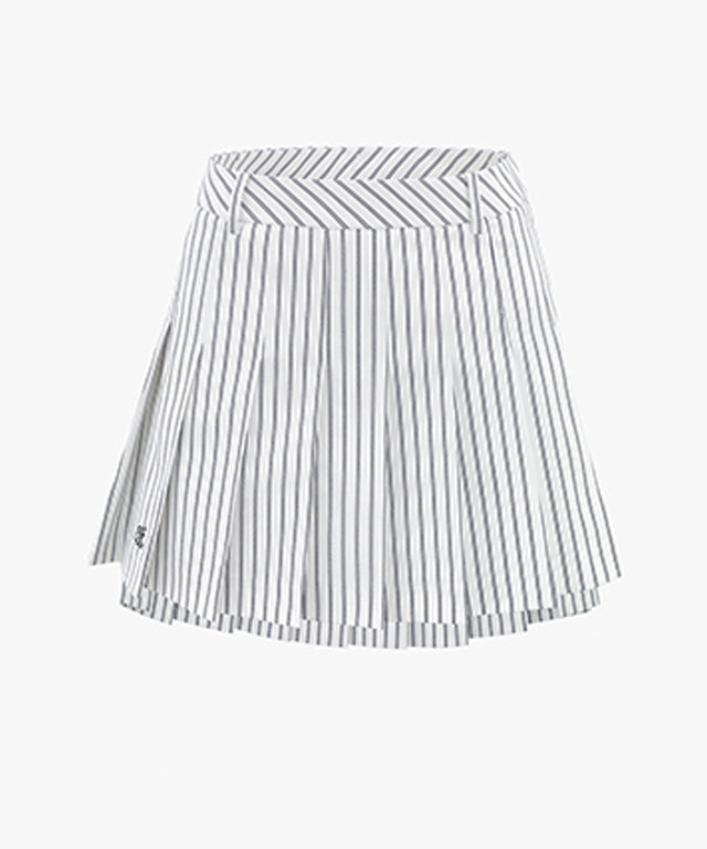 FAIRLIAR Striped Pleated Skirt (White)